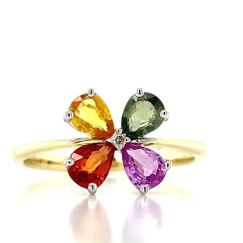 9k B/Tn 4 Multi Colour Sapphires Ring