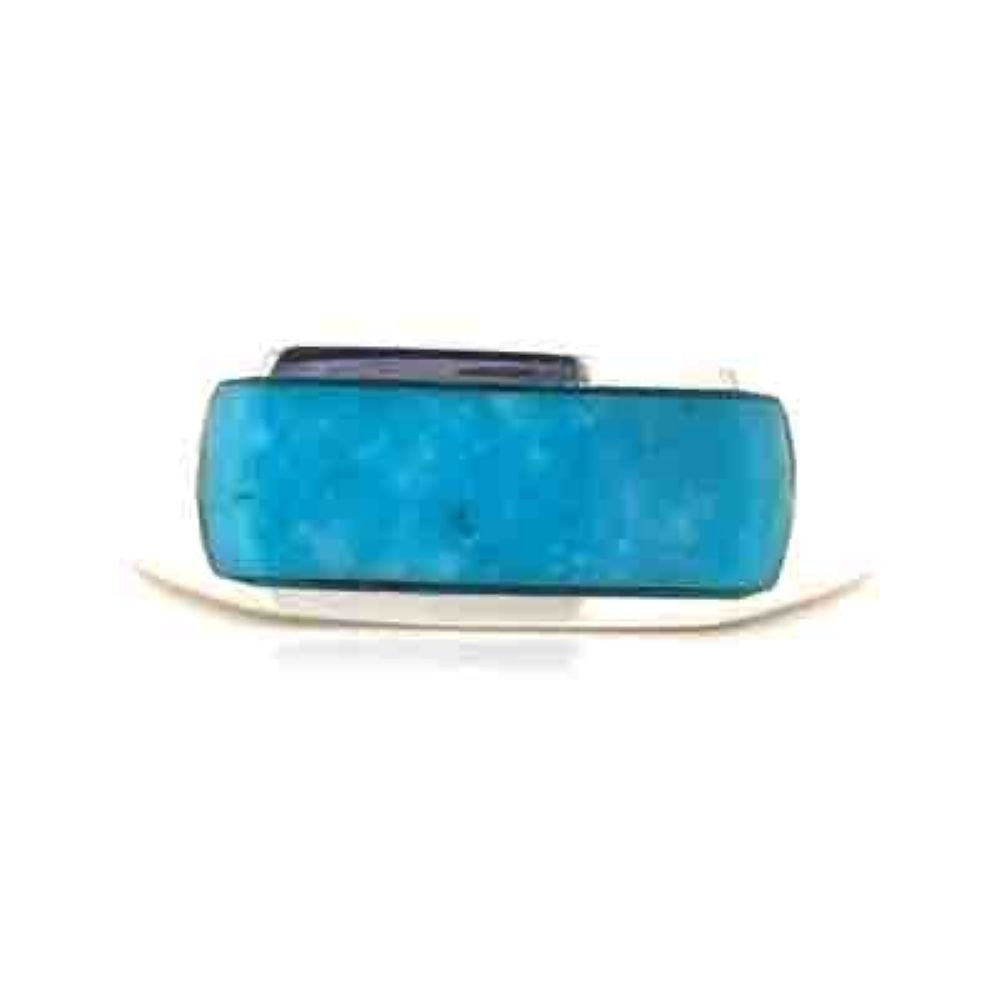 Stg Silver Turquoise Rectangle Signet Ring John Franich - Main Image
