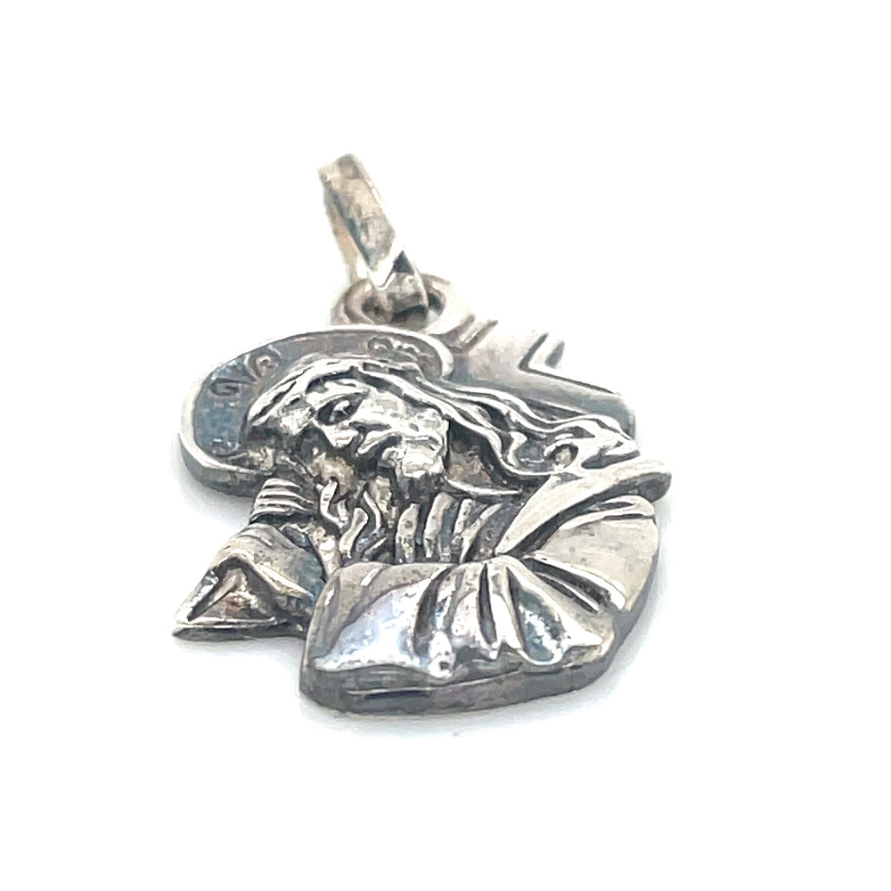 Sterling silver jesus pendant sales