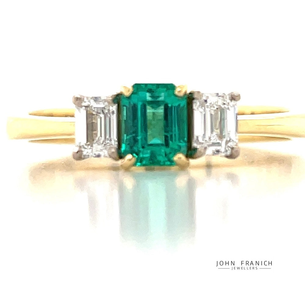 'Verdell' 18k B/Tne Emerald & Diamonds Ring
