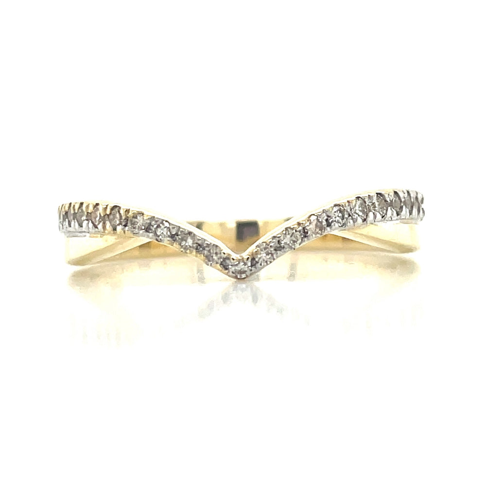 9k Yellow Gold Chevron Diamond Ring