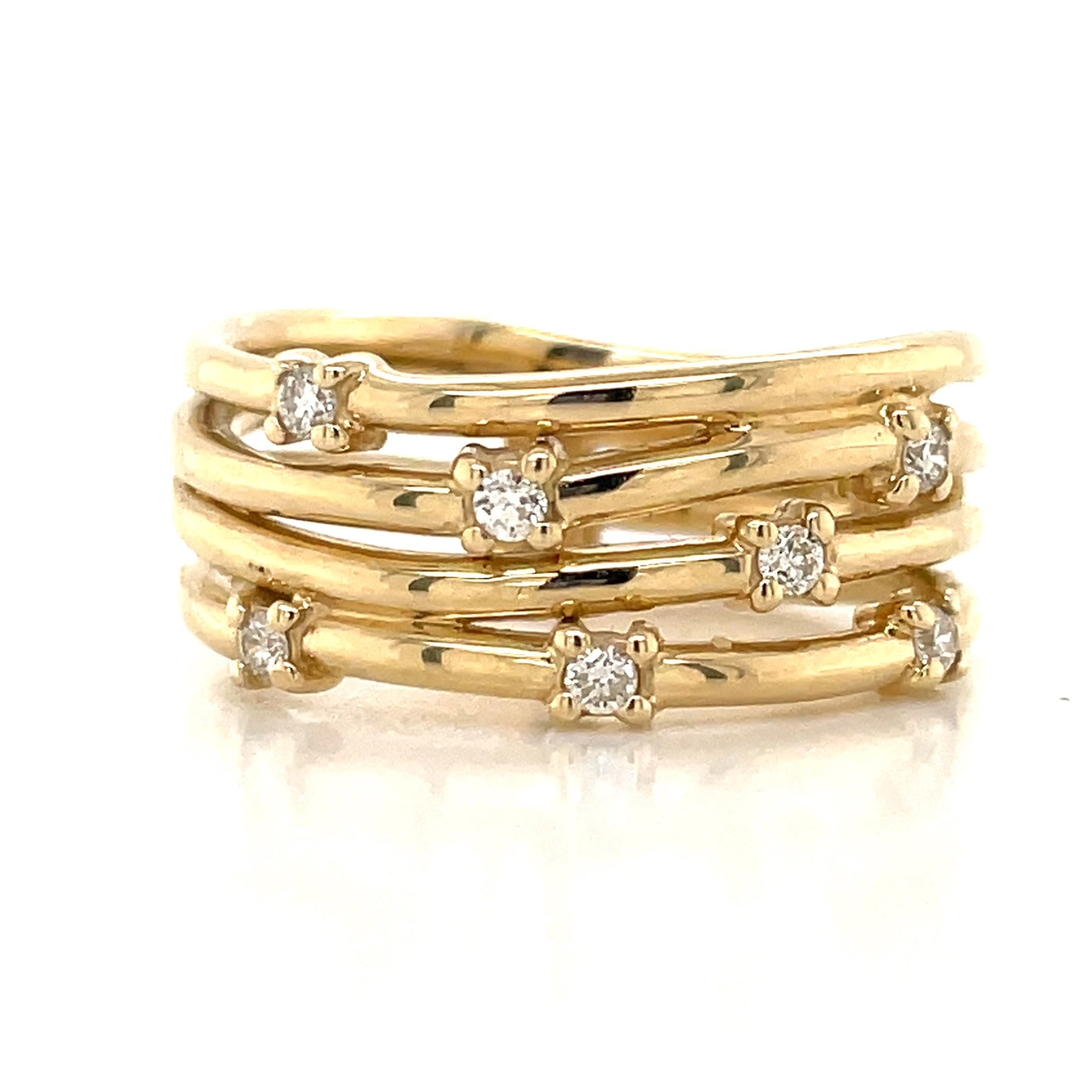 9k Yellow Gold & Diamond Band Ring