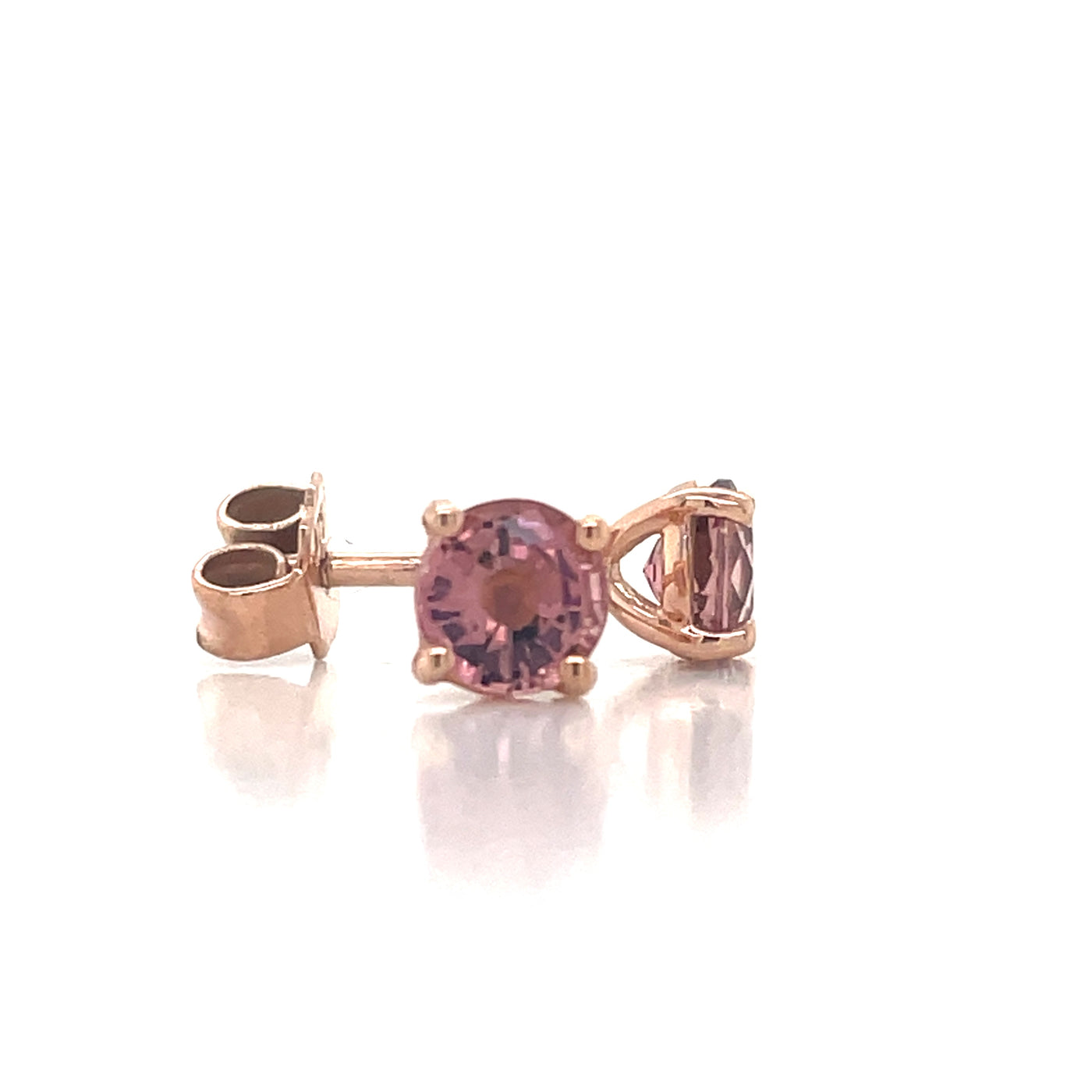 9K Rose Gold Pink Tourmaline Stud Earrings