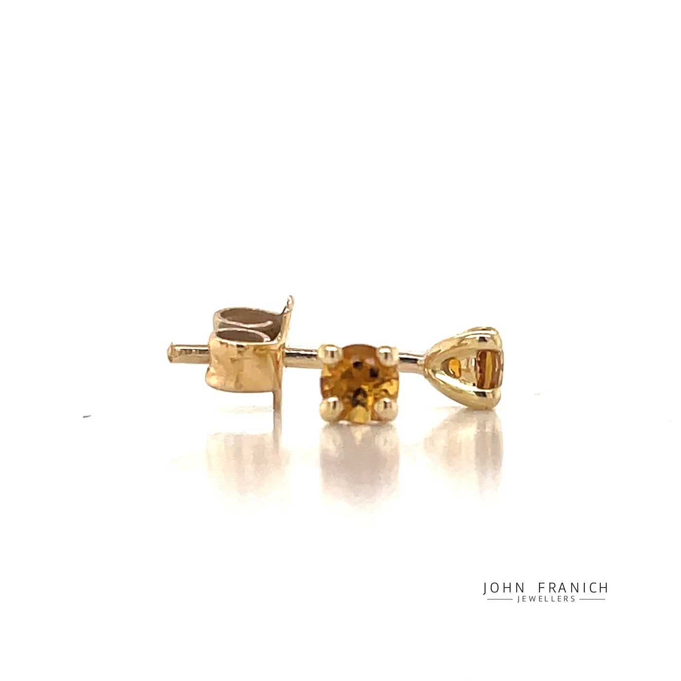 9K Yellow Gold 3mm Citrine Stud Earrings