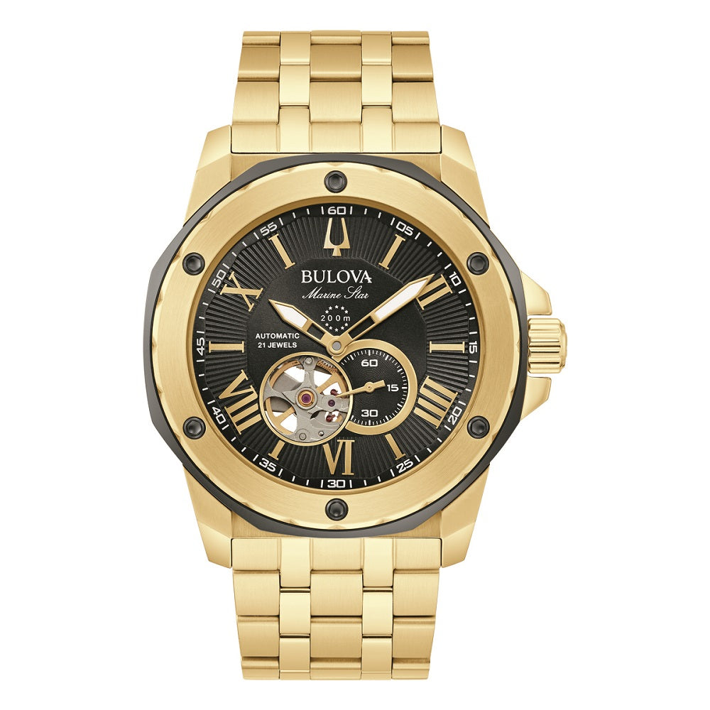 Bulova Marine Star Automatic Watch - Gold/Black
