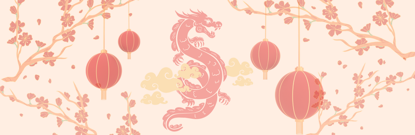 wood dragon chinese new year banner