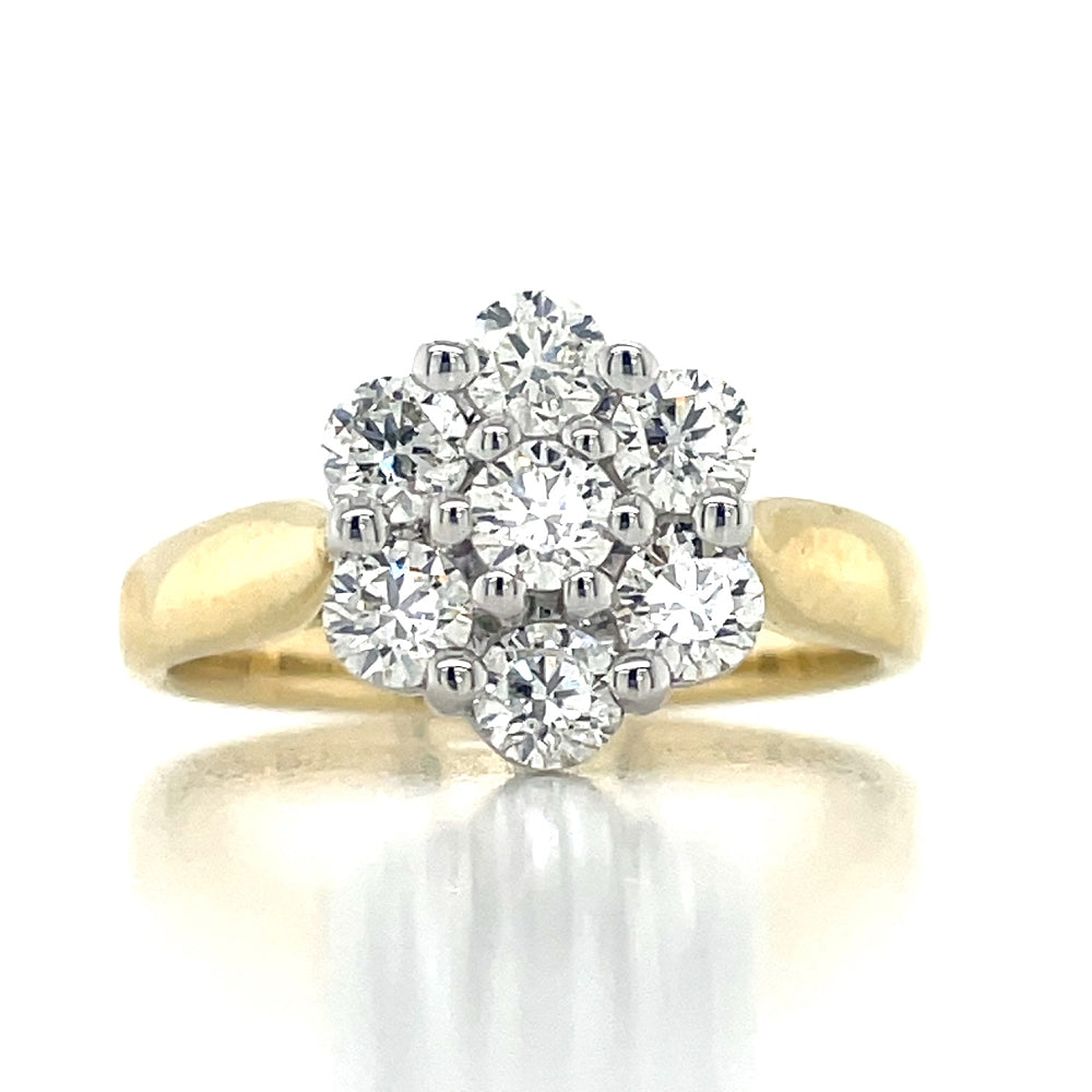 9k B/Tn 1.00ct Diamonds Cluster Ring