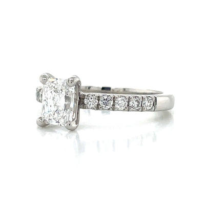 "Paula" Platinum Radiant & Round Diamonds Ring