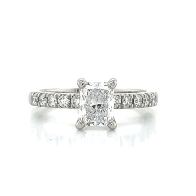 "Paula" Platinum Radiant & Round Diamonds Ring