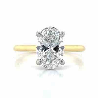 'Jeunesse' 18k Gold/Platinum 2.01ct D VS1 Lab Grown Oval Solitaire Diamond Ring