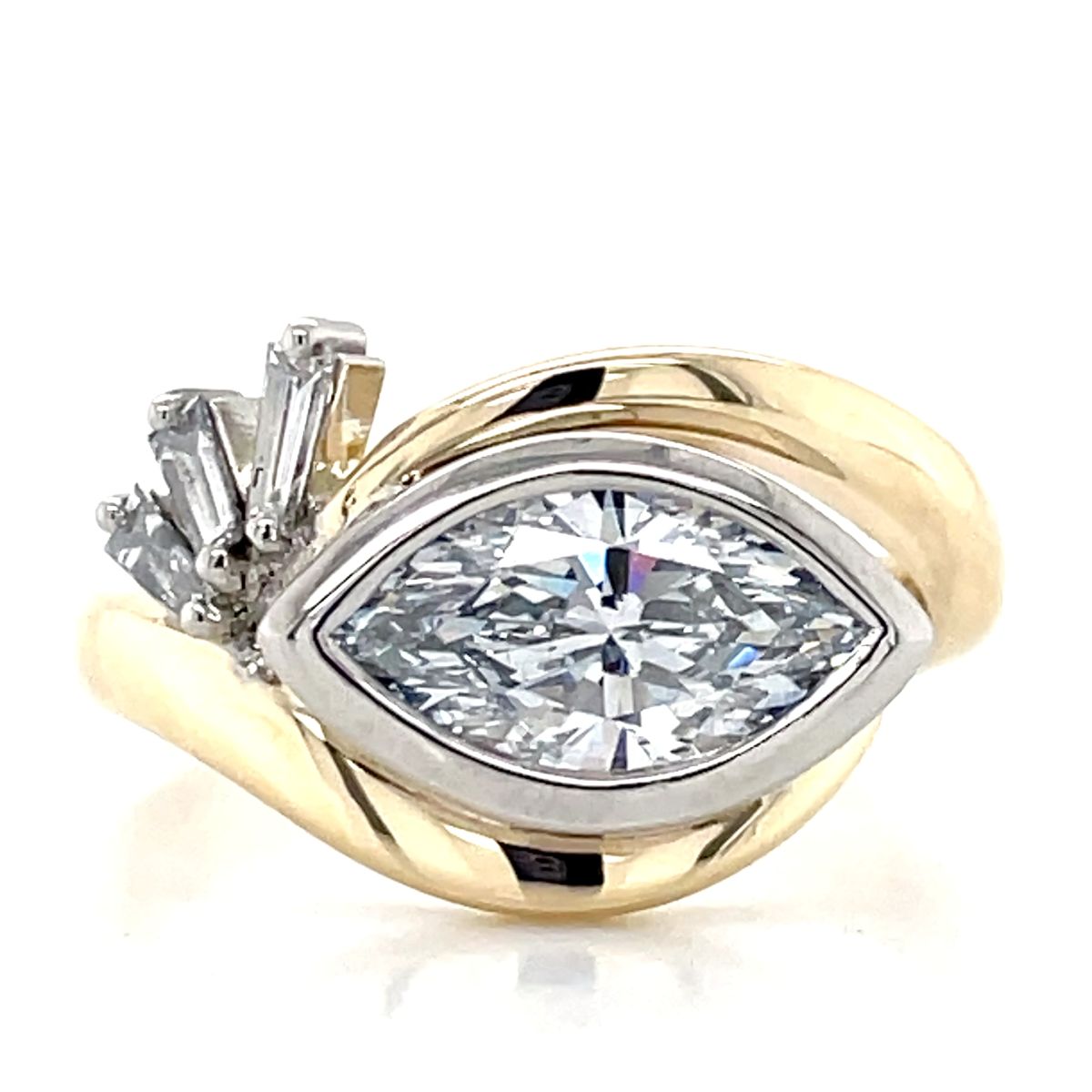 'Edith' 9k Yellow Gold & Platinum 1.66ct LG & Diamonds Ring