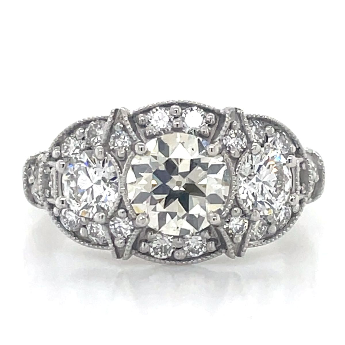 'Cecilia' Platinum Cluster Ring TDW=2.42ct Diamonds