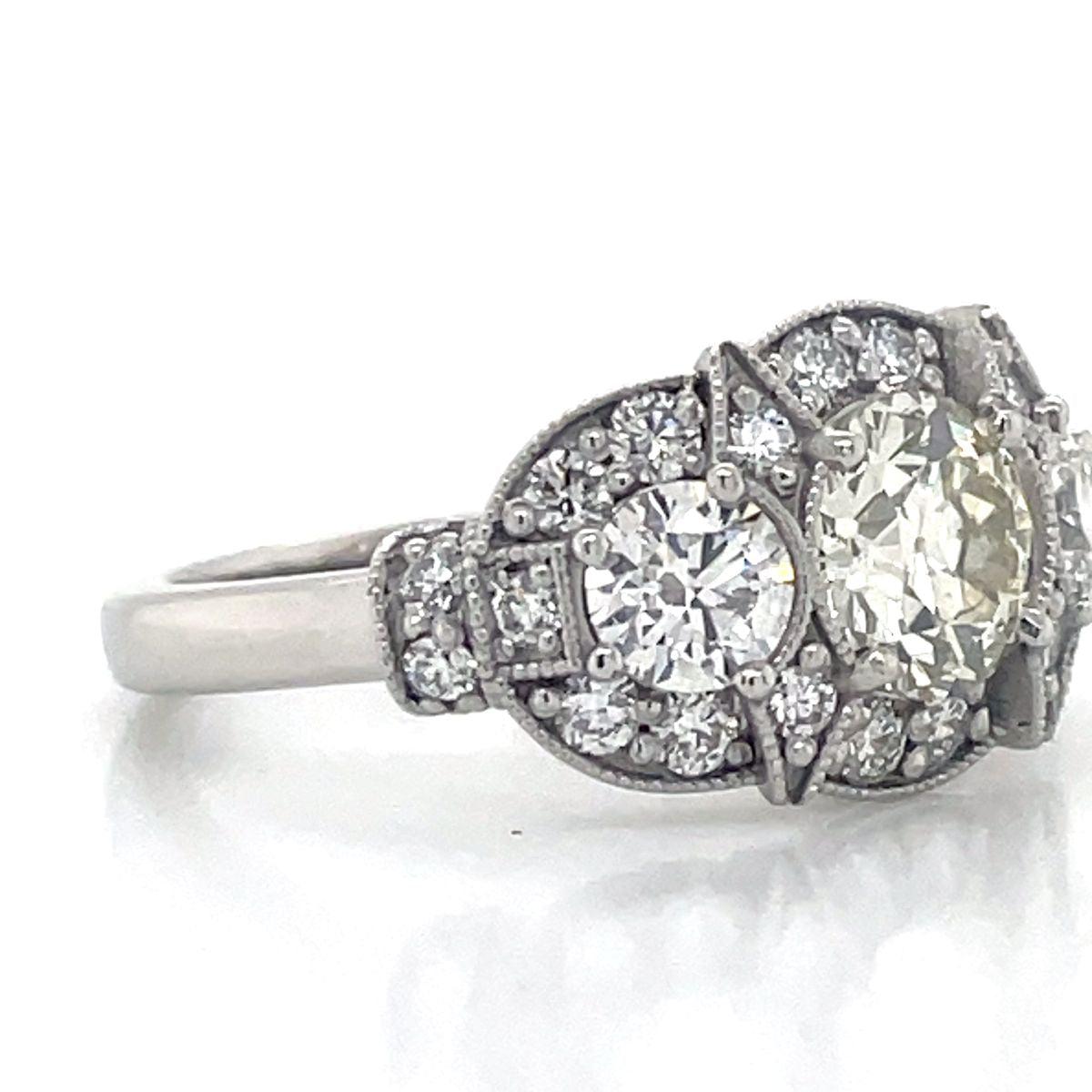 'Cecilia' Platinum Cluster Ring TDW=2.42ct Diamonds