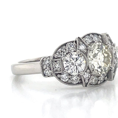 'Cecilia' Platinum Cluster Ring TDW=2.42ct Diamonds