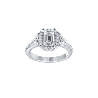 9k White Gold 54=1.67ct EF/VS Lab Grown Diamonds Cluster Ring Set