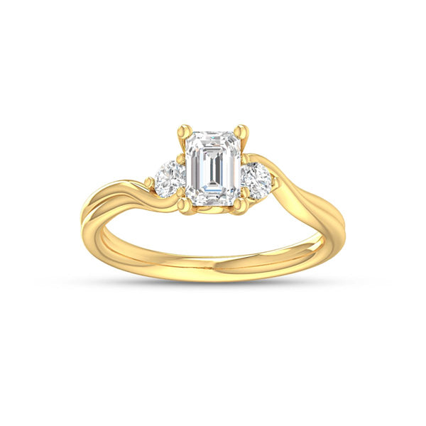 9k Yellow Gold 1.00ct 3st Lab Grown Diamond Ring