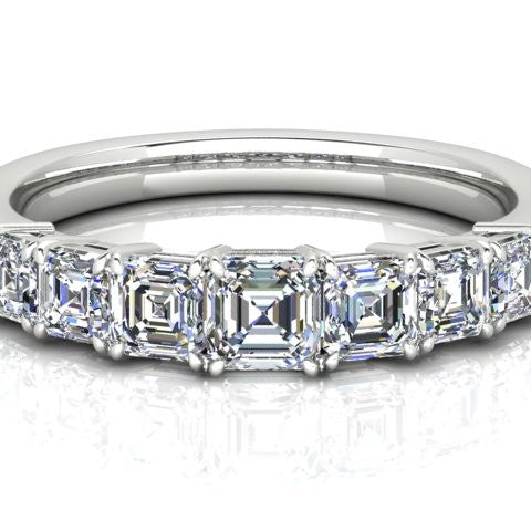 18k White Gold 7=1.29ct F+ VS+ Asscher Cut Diamond Ring