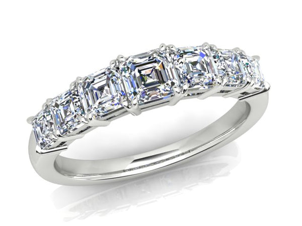 18k White Gold 7=1.29ct F+ VS+ Asscher Cut Diamond Ring