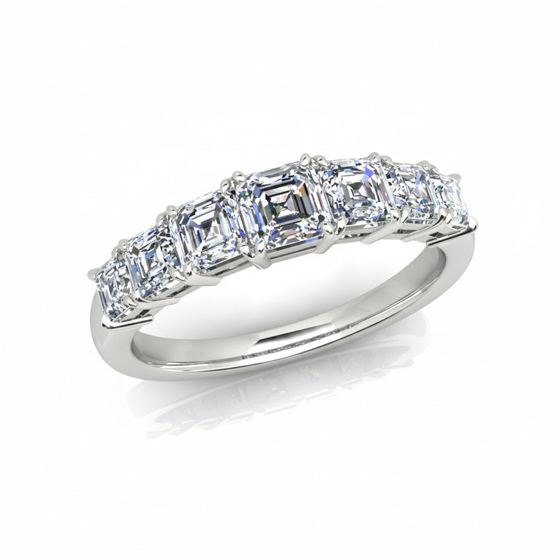 18k White Gold 7=1.29ct F+ VS+ Asscher Cut Diamond Ring