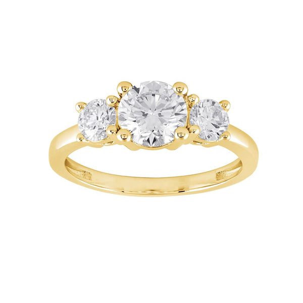 9K Yellow Gold 1.57ct Lab Grown Diamond Trilogy Ring