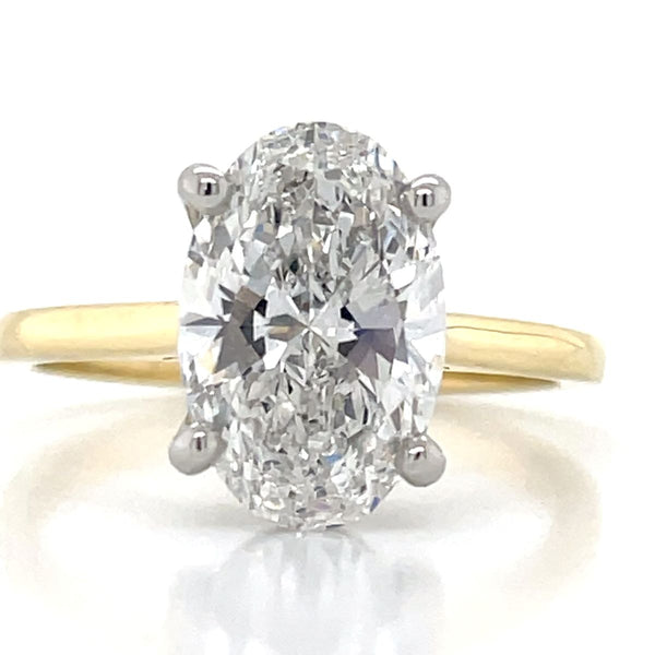 'Mikaela' 18k Yellow Gold & Platinum 3.04 ct D VS1 Oval Lab Grrown Diamond Ring