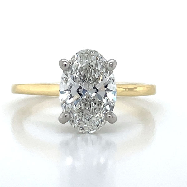 'Jeunesse' 18k Gold/Platinum 2.04ct D VS1 Lab Grown Oval Solitaire Diamond Ring