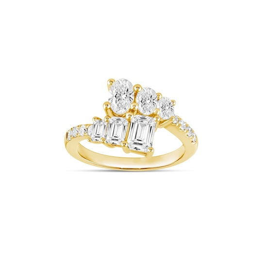 9k Yellow Gold 3.02ct Lab Grown Diamonds Bypass Ring