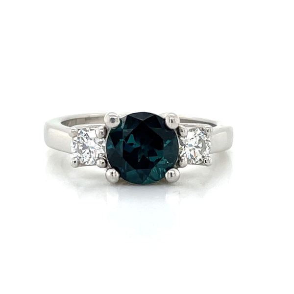 'Blainn"Platinum1.65ct Indicolite Tourmaline & 0.43ct Round Diamonds Ring