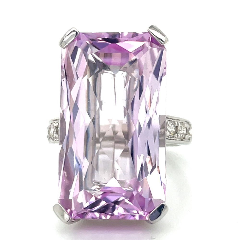 18k White Gold 24.91ct Octagonal Kunzite & Diamonds Ring