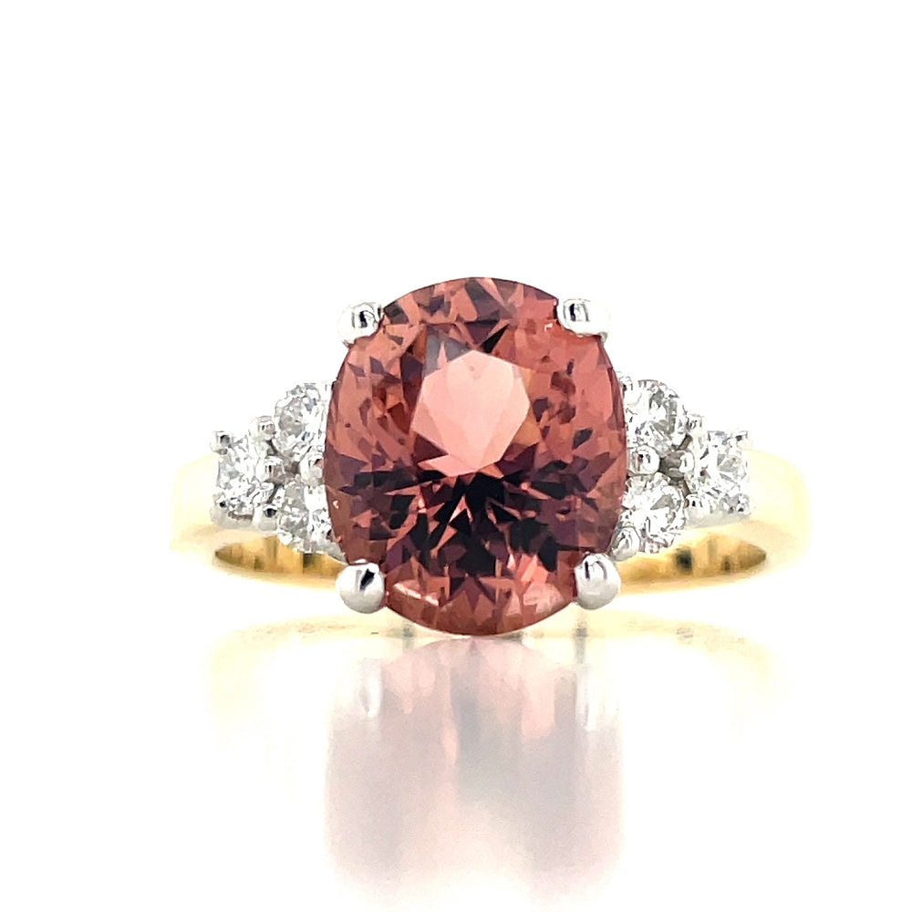 'Aragon' 9k B/Tn 3.13ct Oval Peach/ApricotTourmaline & Diamonds Ring