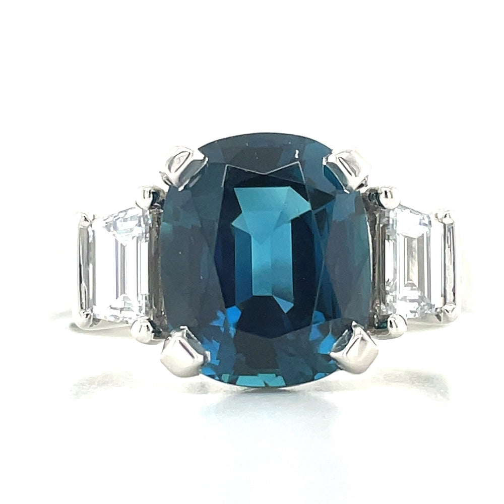 'Ahava'Platinum 3.36ct Indicolite Tourmaline & Diamonds Ring