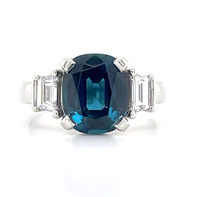 'Ahava'Platinum 3.36ct Indicolite Tourmaline & Diamonds Ring