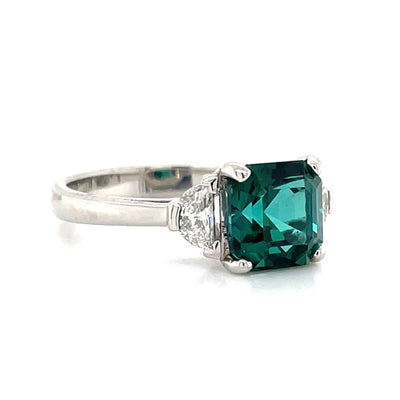 'Viridis' Platinum 2.38ct GreenTourmaline & Diamonds Ring