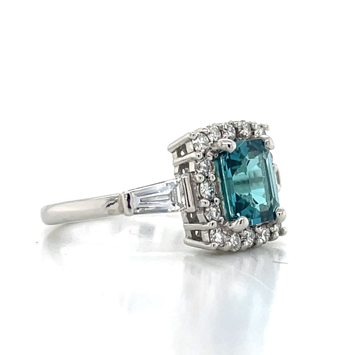 'Alexis' Platinum 1.39ct Tourmaline & Diamonds Cluster Ring