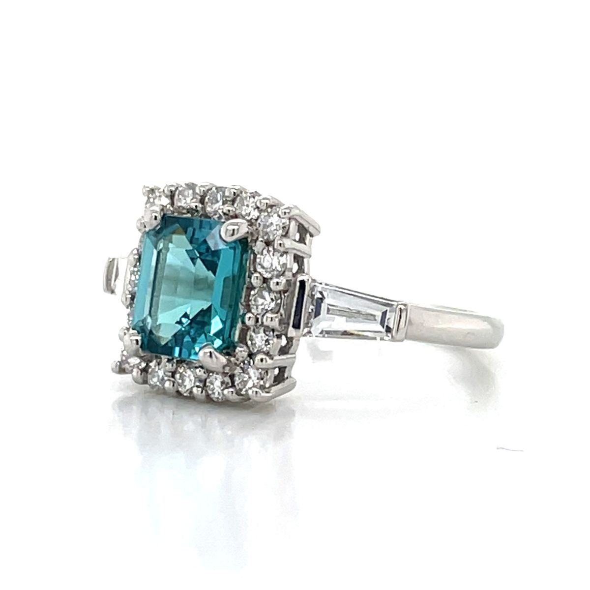 'Alexis' Platinum 1.39ct Tourmaline & Diamonds Cluster Ring