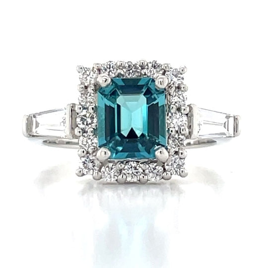 'Alexis' Platinum 1.39ct Tourmaline & Diamonds Cluster Ring