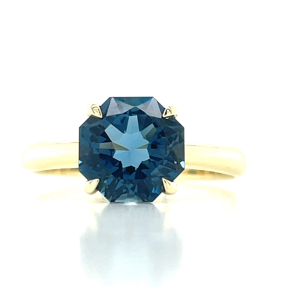 9k Yellow Gold 8mm Octagonal London Blue Topaz Ring