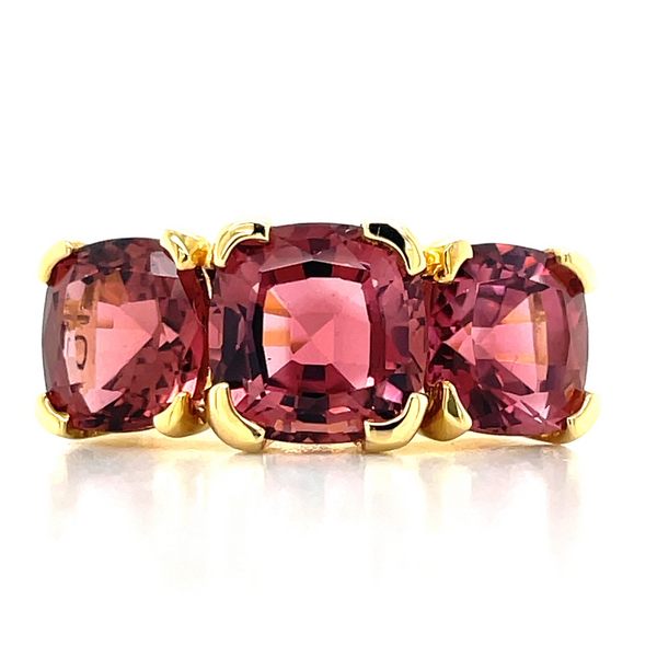 18k Yellow Gold Octagonal & Cushion Pink Tourmaline Ring
