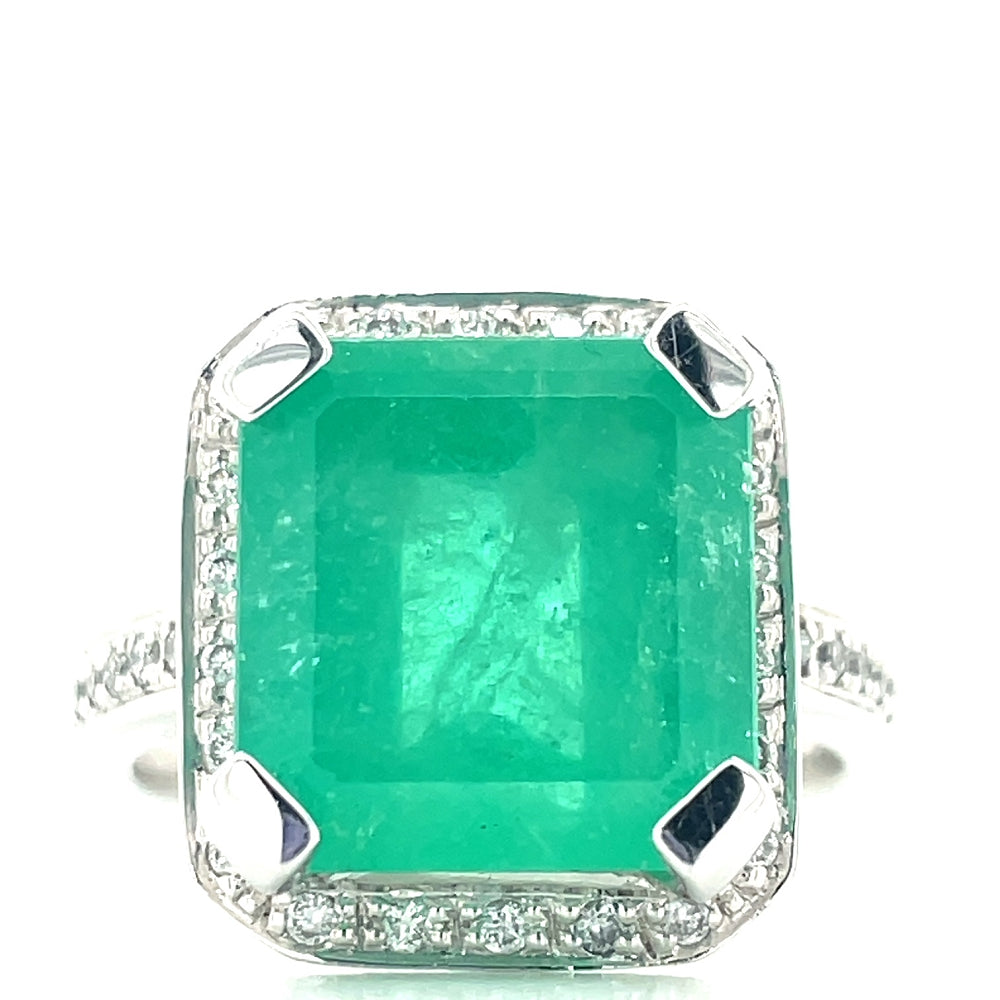 Platinum 6.85ct Emerald & Diamonds Ring