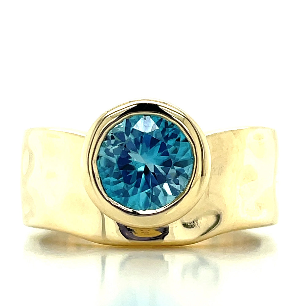 'Capri' 9k Yellow Gold 1.95ct Portuguese Cut Blue Zircon Ring