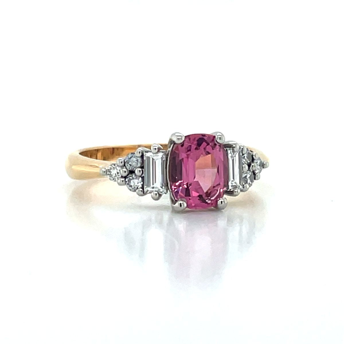 'Grier' 18k Rose Gold & Platinum 1.21ct Cushion Pink Spinel & Diamonds Ring
