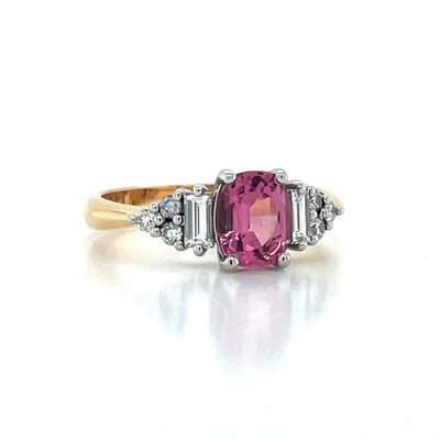 'Grier' 18k Rose Gold & Platinum 1.21ct Cushion Pink Spinel & Diamonds Ring