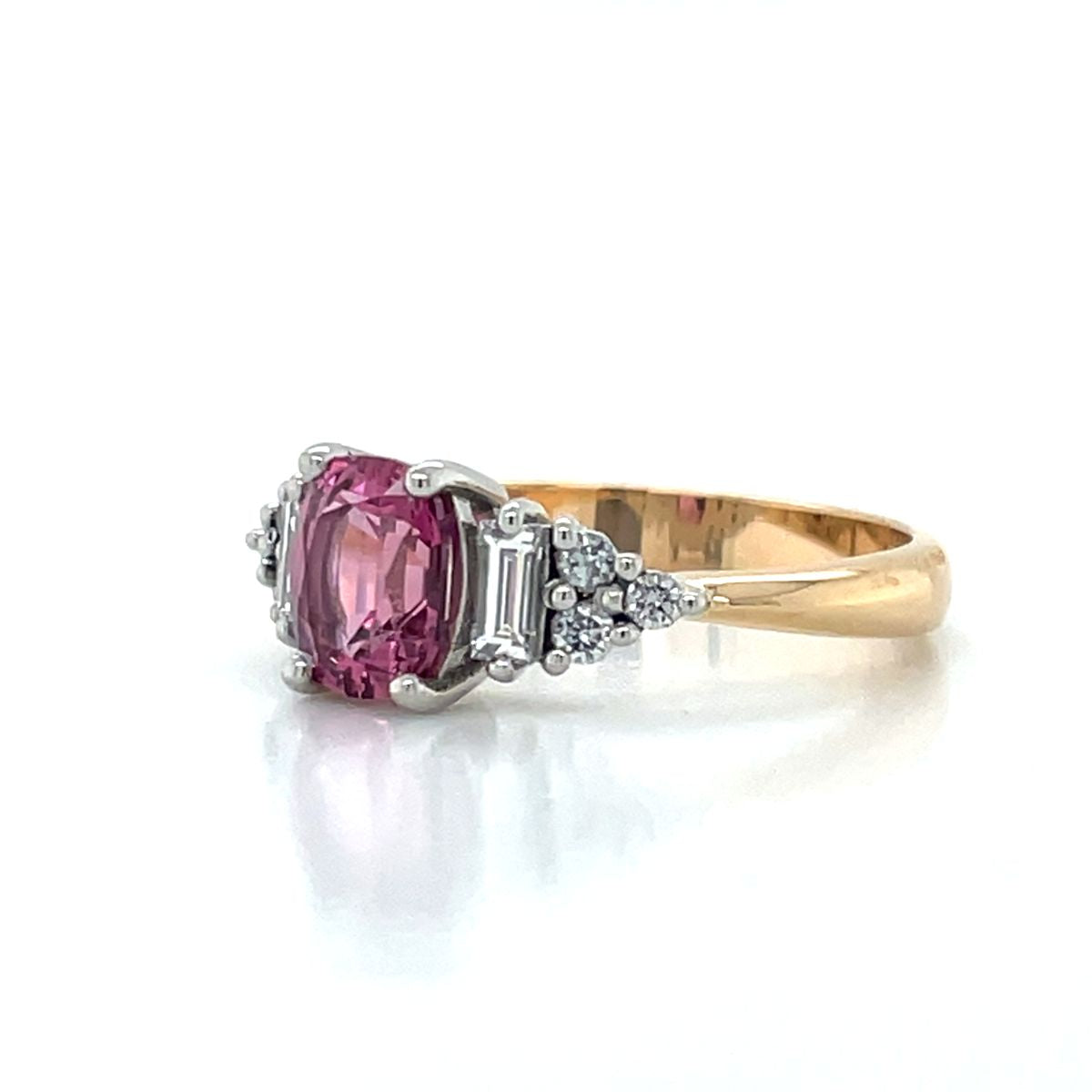 'Grier' 18k Rose Gold & Platinum 1.21ct Cushion Pink Spinel & Diamonds Ring