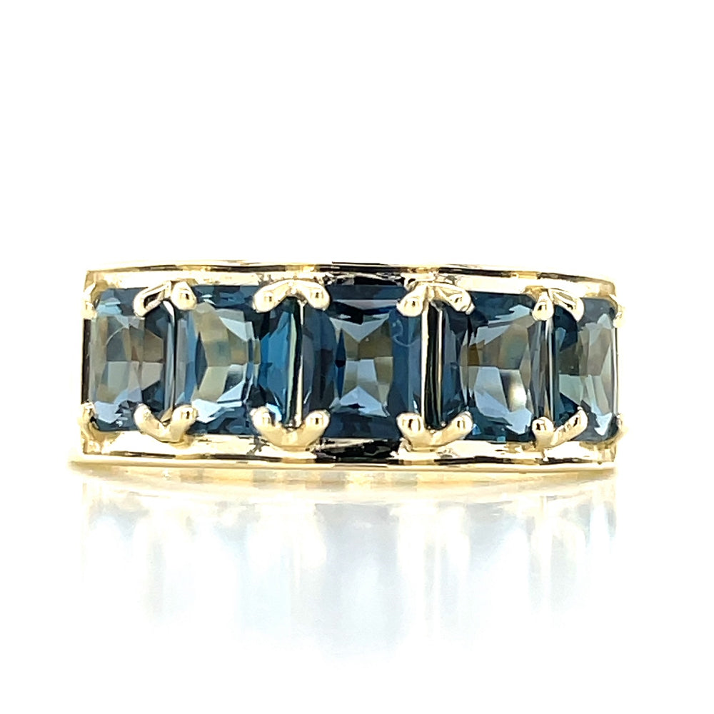 9k Yellow Gold 2.42ct Octagonal London Blue Topaz Ring john-franich-jewellers-nz