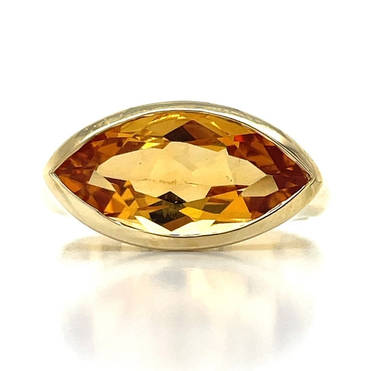 9k Yellow Gold 3.4ct Marquise Citrine Ring