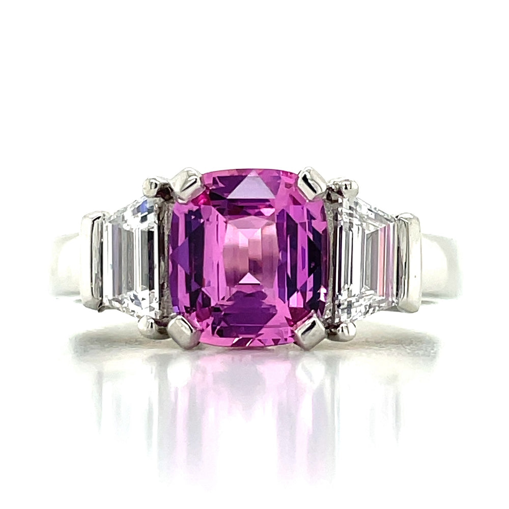 'Ella' Platinum 2.03ct Pink Sapphire & Diamonds Ring