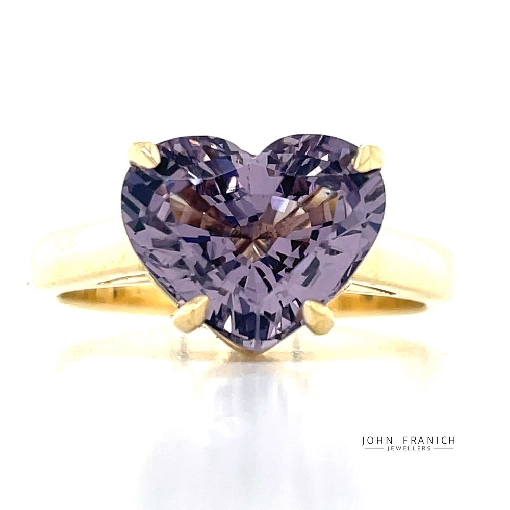 'Beau' 9k Yellow Gold 3.86ct Lavender Spinel Heart Ring