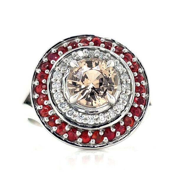 'Sienna' Platinum 1.53ct Yellow Sapphire,Orange Sapphires &  Diamonds Ring