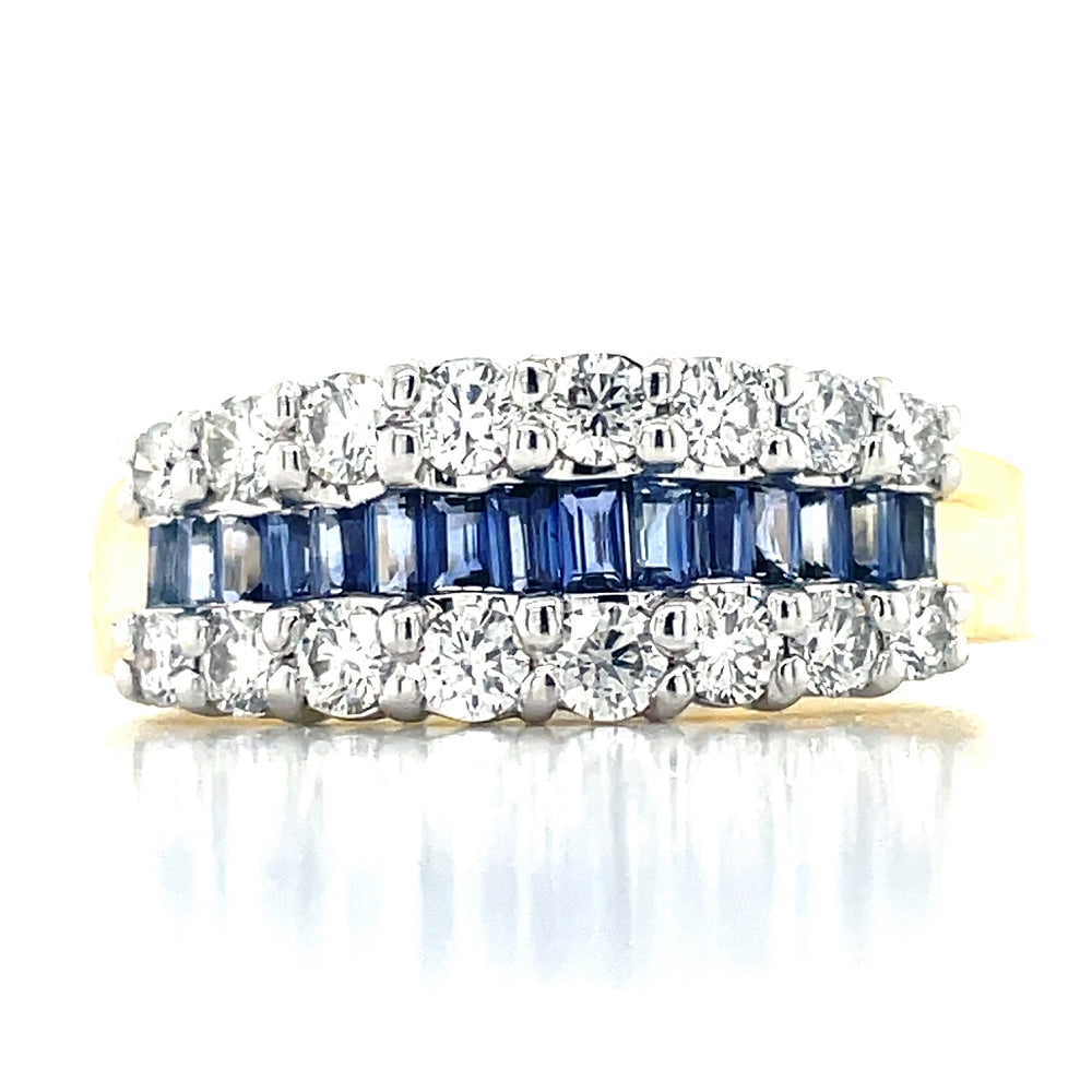 18k B/Tn 0.57ct Baguette Sapphires & 0.56ct Diamonds Ring