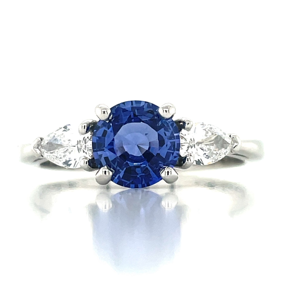 'Chloe' Platinum 1.23ct Sapphire & Pear Diamonds Ring